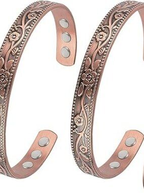 2 NEW Copper Magnetic Bracelet Women Ultra Strength Magnetic 99.9% Pure Copper